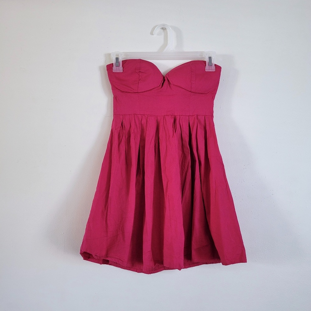 Y2K FEATHERS Strapless Sweetheart Pink Micro Mini Dress // S‎